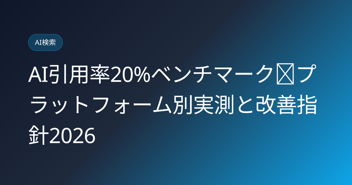 AI引用率20%ベンチマーク｜プラットフォーム別実測と改善指針2026 (ai-citation-rate-20percent-benchmark-by-platform)