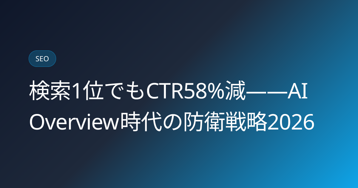 検索1位でもCTR58%減——AI Overview時代の防衛戦略2026 (ai-overview-ctr-58percent-drop-rank1-defense-strategy)