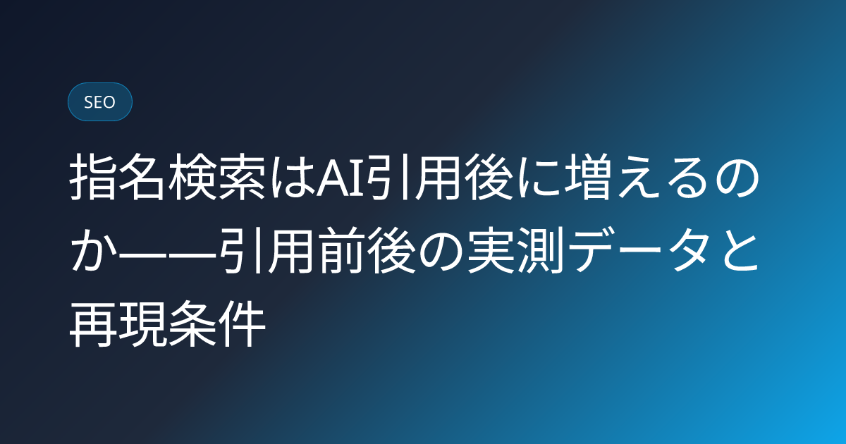 指名検索はAI引用後に増えるのか——引用前後の実測データと再現条件 (branded-query-volume-lift-after-ai-citation-study)