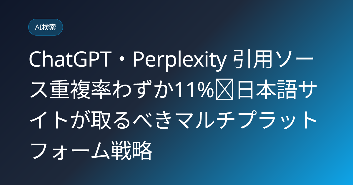 ChatGPT・Perplexity 引用ソース重複率わずか11%｜日本語サイトが取るべきマルチプラットフォーム戦略 (chatgpt-perplexity-citation-source-overlap-11percent-japan)
