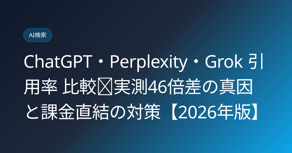 ChatGPT・Perplexity・Grok 引用率 比較｜実測46倍差の真因と課金直結の対策【2026年版】 (chatgpt-perplexity-grok-citation-rate-comparison)