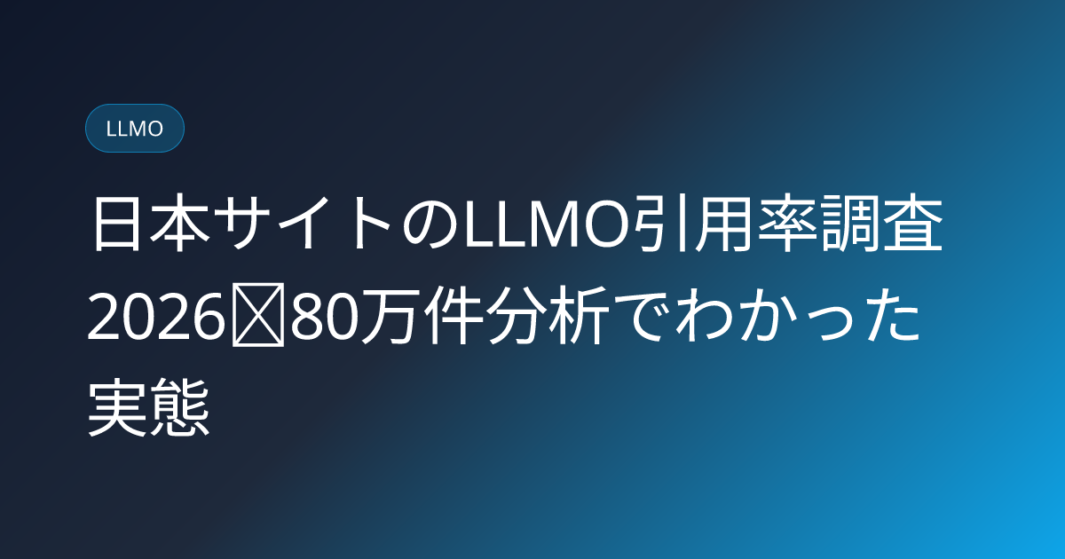 日本サイトのLLMO引用率調査2026｜80万件分析でわかった実態 (japan-llmo-citation-rate-survey-2026)