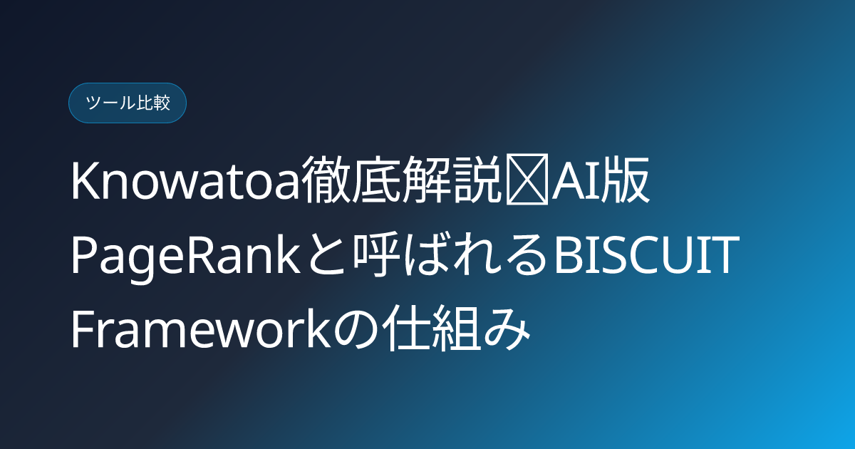 Knowatoa徹底解説｜AI版PageRankと呼ばれるBISCUIT Frameworkの仕組み (knowatoa-ai-visibility-biscuit-framework-japanese-review)