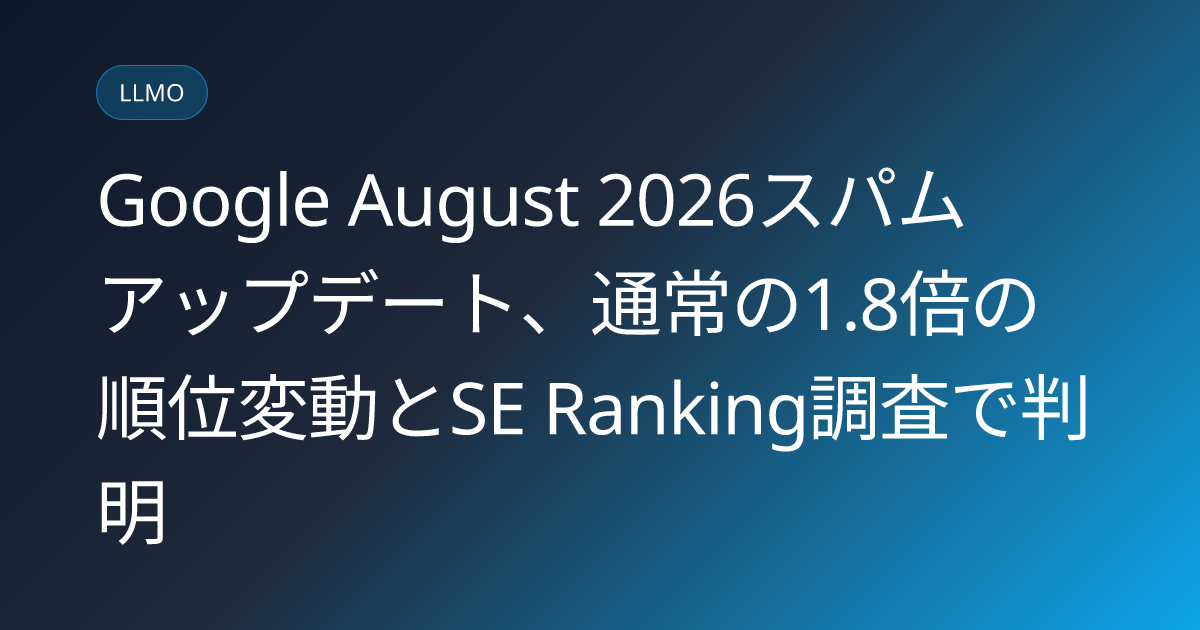 Google August 2026スパムアップデート、通常の1.8倍の順位変動とSE Ranking調査で判明 (llmo-news-20260828-google-august2026-spam-update-severity-data)