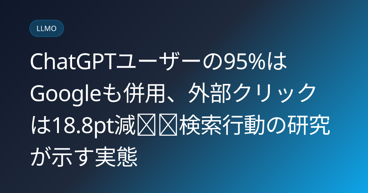 ChatGPTユーザーの95%はGoogleも併用、外部クリックは18.8pt減──検索行動の研究が示す実態 (llmo-news-20260907-ai-search-not-replacing-google-studies)