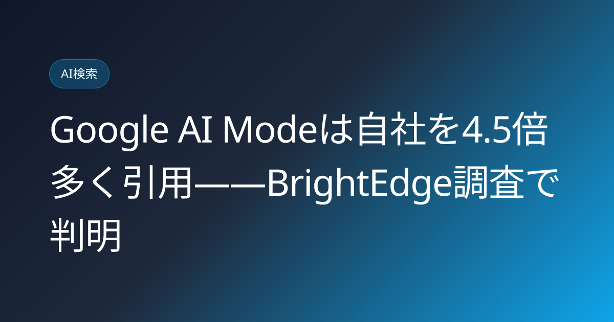 Google AI Modeは自社を4.5倍多く引用——BrightEdge調査で判明 (llmo-news-20260921-google-ai-mode-self-citation-45x-brightedge-study)