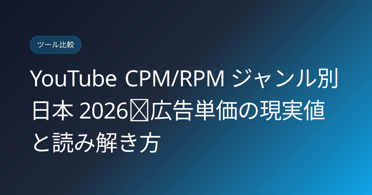 YouTube CPM/RPM ジャンル別 日本 2026｜広告単価の現実値と読み解き方 (youtube-cpm-rpm-by-genre-japan-2026)
